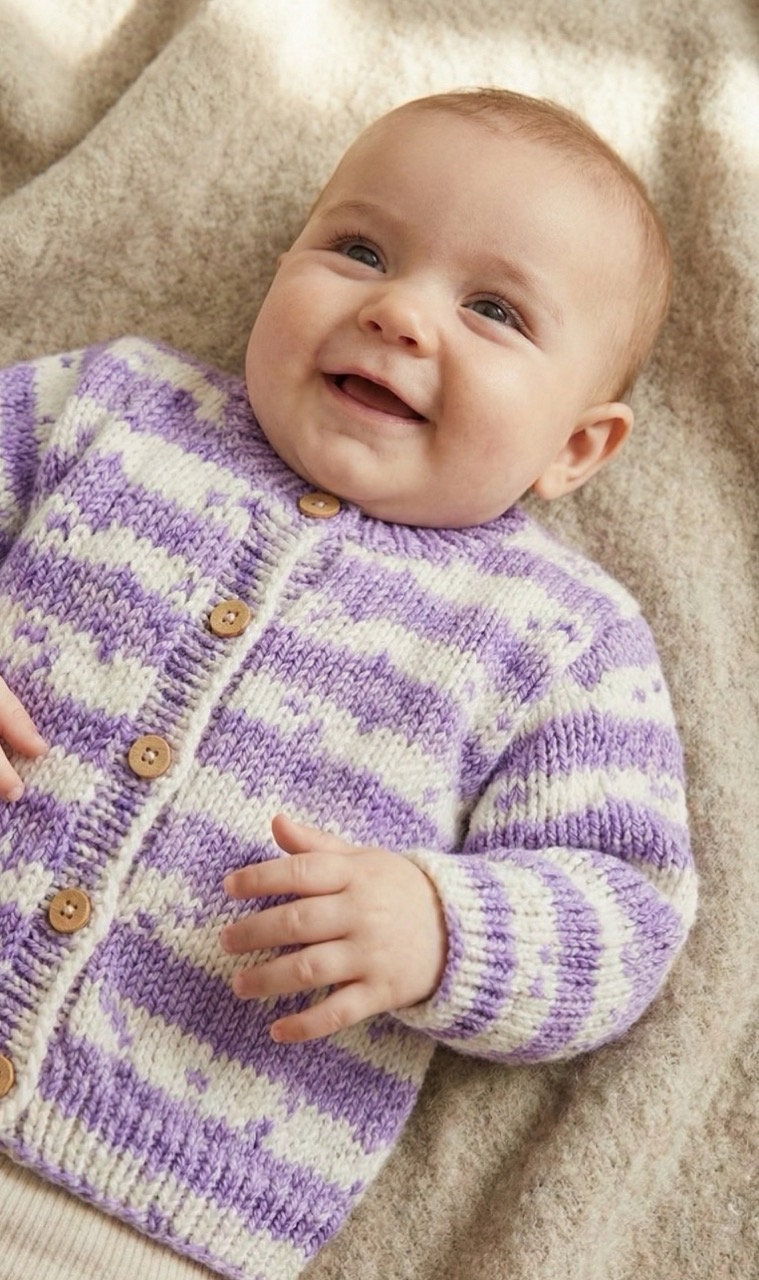 Alize Baby Best Colors Mor Hırka, Bebek Hırkası